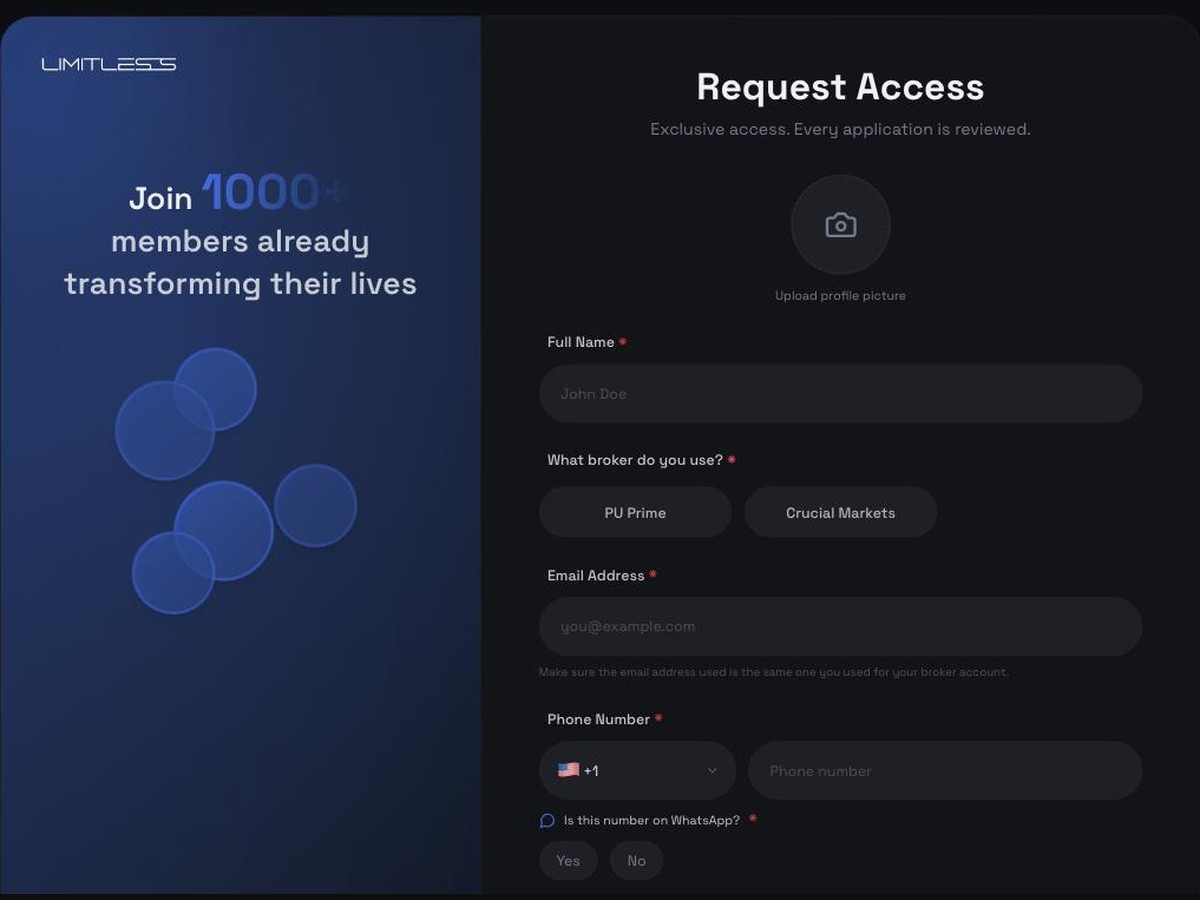 The Limitless Request Access form